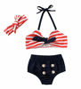 Picture of 3pcs Toddler Baby Girls Swimwear Cute Straps Bikini Set Swimsuit Beachwear Outfits (Red, 6-12 Months)