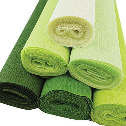 Picture of Just Artifacts 70g Premium Crepe Paper Rolls - 8ft Length/20in Width (6pcs, Color: Shades of Green)
