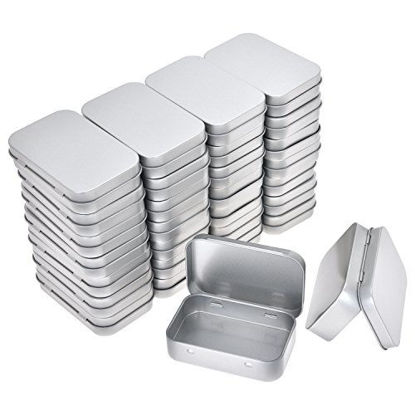 Picture of Aybloom Metal Rectangular Empty Hinged Tins - 30 Pack Silver Mini Portable Box Containers Small Storage Kit & Home Organizer