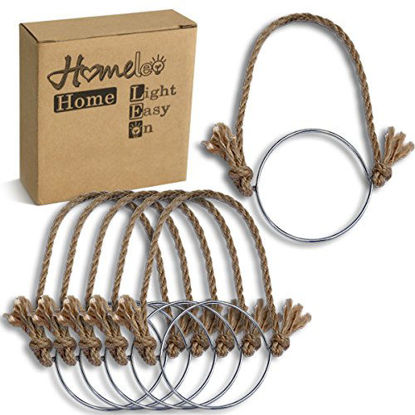 Picture of Homeleo 6Pack Burlap Wire Hangers Stainless Steel Handles for Mason Jar, Ball Pint Jar, Canning Jars, Regular Mouth Solar Mason Jar Hangers