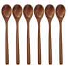 Picture of Wooden Spoons, 6 Pieces 9 Inch Wood Soup Spoons for Eating Mixing Stirring, Long Handle Spoon with Japanese Style Kitchen Utensil, ADLORYEA Eco Friendly Table Spoon