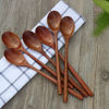 Picture of Wooden Spoons, 6 Pieces 9 Inch Wood Soup Spoons for Eating Mixing Stirring, Long Handle Spoon with Japanese Style Kitchen Utensil, ADLORYEA Eco Friendly Table Spoon
