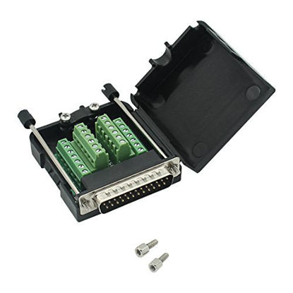Picture of DB25 Breakout Board Solder-Free Male Adapter 25-pin Port Adapter to Terminal Connector Signal Module Long Bolts and Nuts with case