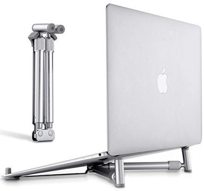 Picture of Jubor Laptop Base Stand for MacBook Pro Computer Lap Notebook, Adjustable Laptop Riser Cooling Aluminium Ventilated Portable Foldable Ergonomic Holder for 13" 15" 17" Screen