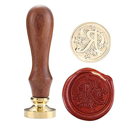 Picture of Classic Wooden Letter R Alphabet Letter Initial Wax Classic Sealing Wax Seal Stamp