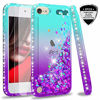 Picture of iPod Touch 7 Case, iPod Touch 6 Case, iPod Touch 5 Case with Tempered Glass Screen Protector [2 Pack] for Girls, LeYi Glitter Liquid Clear Phone Case for Apple iPod Touch 7th/ 6th/ 5th Gen Teal/Purple