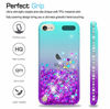 Picture of iPod Touch 7 Case, iPod Touch 6 Case, iPod Touch 5 Case with Tempered Glass Screen Protector [2 Pack] for Girls, LeYi Glitter Liquid Clear Phone Case for Apple iPod Touch 7th/ 6th/ 5th Gen Teal/Purple
