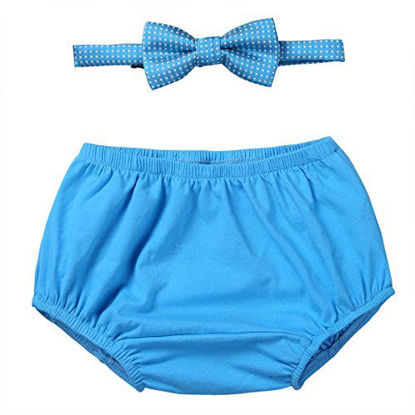 Picture of Agoky Baby Boys Cake Smash Outfit First 1st Birthday Party Bloomers with Bow Tie Sky Blue One Size