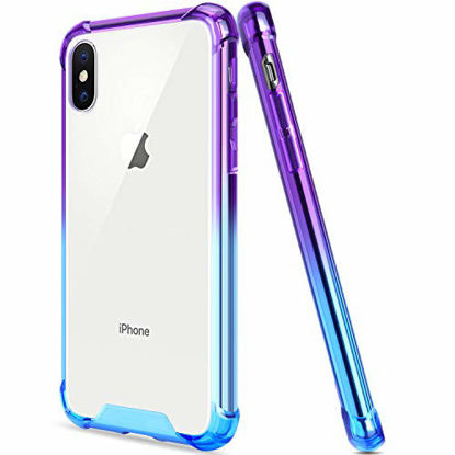 Picture of SALAWAT for iPhone Xs Case iPhone X Case, Clear iPhone Xs Case TPU Bumper Anti Scratch Thin Phone Case Cute Cover Reinforced Corners Shock Absorption Protective Case for iPhone X/Xs (Blue Purple)