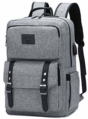 Picture of Laptop Backpack Women Men College Backpacks Bookbag Vintage Backpack Book Bag Fashion Back Pack Anti Theft Travel Backpacks with Charging Port fit 15.6 Inch Laptop Grey