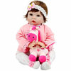 Picture of Aori Realistic Baby Doll Lifelike Weighted Baby Reborn Girl Doll 22 Inch with Pink Horse and Accessories