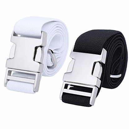 Picture of 2PCS Children Boys Zinc Alloy Belts - Easy Clasp Adjustable Buckle Belt for Toddlers Boys Girls (Black/White)