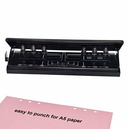 WORKLION 3 Ring Hole Puncher for Binders,Pink,with 10 Ruler, Plus  Paper-chip Tray Design,Paper line up Guide,5 Sheets Capacity