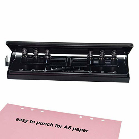 Picture of WORKLION Adjustable 6-Hole Punch with Positioning Mark, Daily Paper Puncher for A5 Size Six Ring Binder Planners - Refill Pages