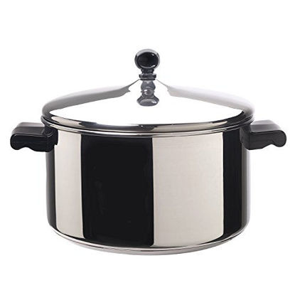 Picture of Farberware Classic Stainless Steel 6-Quart Stockpot with Lid, Stainless Steel Pot with Lid, Silver