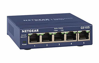 Picture of NETGEAR 5-Port Gigabit Ethernet Unmanaged Switch (GS105NA) - Desktop, and ProSAFE Limited Lifetime Protection