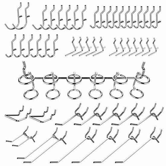 Picture of Hiltex 53106 Pegboard Hooks Organizer Accessories Set, 50 Piece | Chrome Plated Assortment, Silver