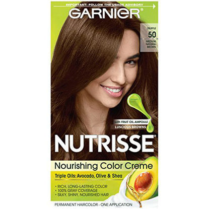 Picture of Garnier Nutrisse Nourishing Hair Color Creme, 50 Medium Natural Brown (Truffle) (Packaging May Vary)