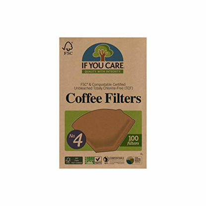 Picture of If You Care Unbleached Coffee Filters, #4 - Pack of 100 - Cone Shaped, All Natural, Biodegradable, Compostable, Chlorine Free