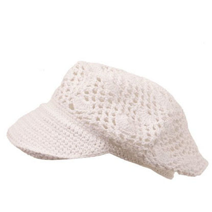 Picture of Rasta/NYE Crocheted Newsboy Hats(01)-White