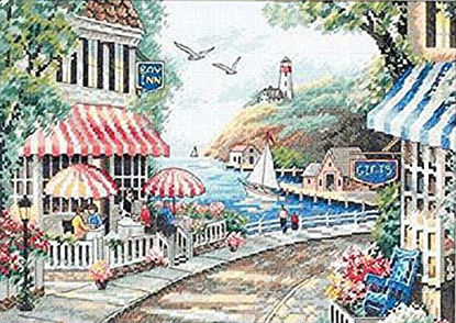 Picture of DIMENSIONS 'Café by The Sea' Counted Cross Stitch Kit, 14 Count White Aida, 14" x 10"