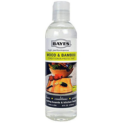 Picture of Bayes High-Performance Food Grade Mineral Oil Wood & Bamboo Conditioner and Protectant - Cleans, Conditions and Protects Wood, Bamboo, and Teak Cutting Boards and Utensils - 8 oz