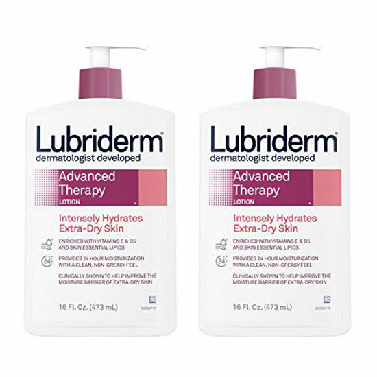 Picture of Lubriderm Advanced Therapy Moisturizing Lotion with Vitamins E and B5, Deep Hydration for Extra Dry Skin, Non-Greasy Formula, 16 fl. oz (Pack of 2)