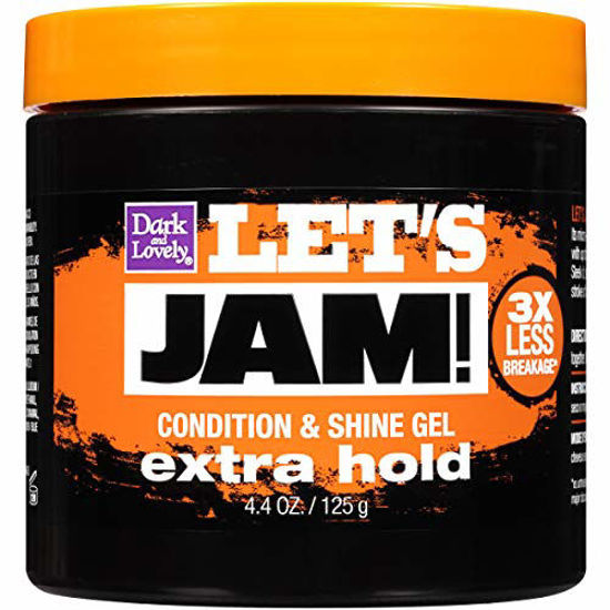 Picture of SoftSheen-Carson Let's Jam! Shining and Conditioning Hair Gel by Dark and Lovely, Extra Hold, All Hair Types, Styling Gel Great for Braiding, Twisting & Smooth Edges, Extra Hold, 4.4 oz