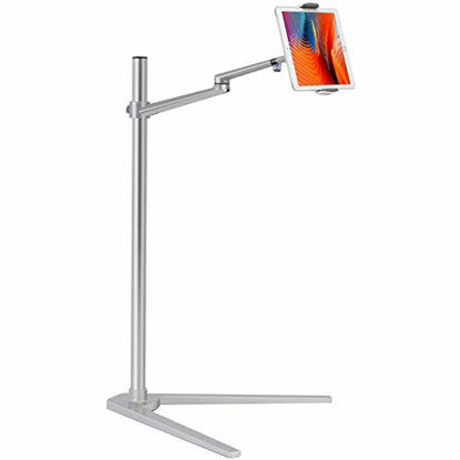 Picture of Viozon Tablet Floor Stand, Holder for iPad,Applicable to3.5~6.7inch Smart Phone and 7~13 inch Tablet Such as iPad, iPhone X, iPad Pro,iPad Mini, iPad Air 1-2 / iPad 2-4 (Silver)