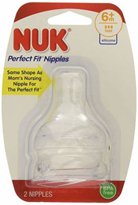Picture of Nuk 62657 Size 2 Wide-Neck Silicone Nipples 2 Count