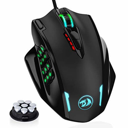 Picture of Redragon M908 Impact RGB LED MMO Mouse with Side Buttons Optical Wired Gaming Mouse with 12,400DPI, High Precision, 19 Programmable Mouse Buttons