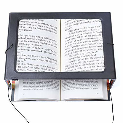 Picture of Hands-Free Magnifying Glass Large Full-Page Rectangular 3X Magnifier LED Lighted Illuminated Foldable Desktop Portable for Elder