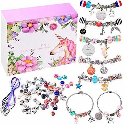 Picture of monochef DIY Charm Bracelet Making Kit, Jewelry Making Supplies Bead Snake Chain Jewelry Gift Set for Girls Teens