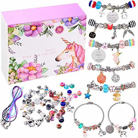 GONGYIHONG Bracelet Making Kit , Charm Bracelet Making Kit for Girls Teens Age 8-12