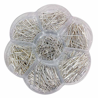 Picture of Chenkou Craft 700pcs Assorted of 7 Sizes Mix Flat Head Pins for Jewelry Making (Silver, Mix)