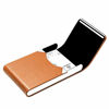 Picture of Padike Leather Business Card Holder Metal Business Card Case Slim Professional Name Card Holder with Magnetic Shut (Apricot)