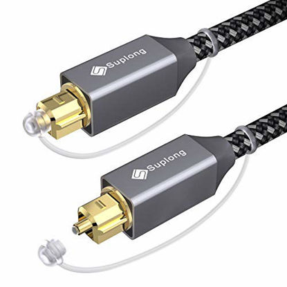 Picture of Digital Optical Audio Cable [1.8M/6ft] - Suplong Toslink Cable 24K Gold-Plated Ultra-Durability Superior Picture&Sound for [S/PDIF] LG/Samsung/Sony/Philips Sound Bar,Smart TV,Home Theater,PS4,Xbox