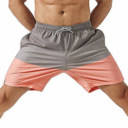 Picture of MaaMgic Mens 7" Quick Dry Solid 4 Way Stretch Swim Trunks with Mesh Lining Swimwear Bathing Suits