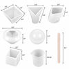 Picture of SJ Large Resin Molds - 6 DIY Silicone Molds for Resin, Soap, Wax and Candle - Cube, Pyramid, Sphere, Diamond, Stone Resin Casting Mold - 2pcs 100ml Silicone Measuring Cups and 10pcs Wood Stir Sticks
