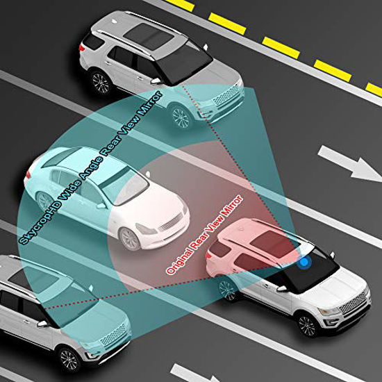 GetUSCart SkycropHD Anti Glare Rear View Mirror for Car, Clip on Wide
