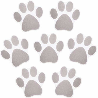 Picture of 20 Pieces Non-slip Bathtub Stickers Adhesive Paw Print Bath Treads Non Slip Traction to Tubs Bathtub Stickers Adhesive Decals Anti-slip Appliques for Bath Tub Showers, Pools, Boats, Stairs (Gray)