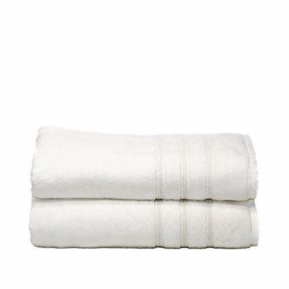 Picture of Mosobam 700 GSM Hotel Luxury Bamboo-Cotton, Bath Towels 30X58, White, Set of 2, Quick Dry, Soft Spa-Like Turkish Bathroom Sets, Oversized Extra Large Body Sheet Shower Towel, Prime Bulk