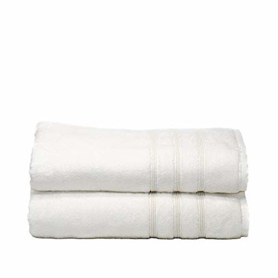 GetUSCart- Mosobam 700 GSM Hotel Luxury Bamboo-Cotton, Bath Towels 30X58,  White, Set of 2, Quick Dry, Soft Spa-Like Turkish Bathroom Sets, Oversized  Extra Large Body Sheet Shower Towel, Prime Bulk