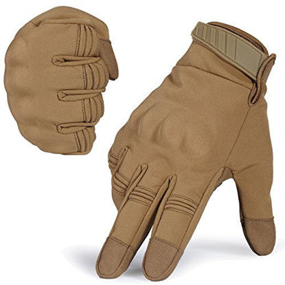 Picture of WTACTFUL Winter Windproof Warmer Touch Screen Full Finger Gloves for Cycling Motorcycle Motorbike Skiing Snowboard Camping Climbing Bike Riding Racing Bicycle Work Outdoor Gloves Brown Medium