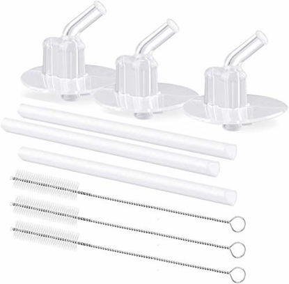 Picture of 3-pack Replacement Straws for Thermos Funtainer 12 Ounce Bottle,and 3 Pieces Straw Cleaning Brushes Safe to Use for Adult and Children