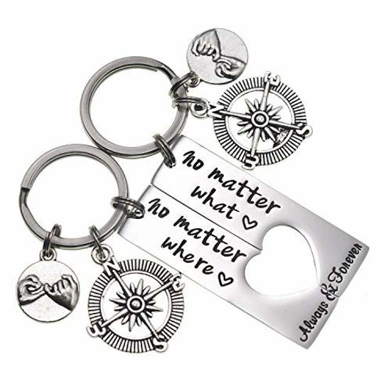 Picture of No Matter What No Matter Where Keychain Best Friend Long Distance Friendship Relationship Gift Polished Finish Set of 2