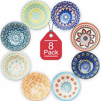 Picture of Farielyn-X 8 Pack Small Ceramic Bowls - Porcelain, Soup, Salad, Pasta, Rice, Dessert, Yoghurt, Condiments, Side Dishes, Dip, Ice Cream Ceramic Bowls, 4.75 Inch Diameter, 10 Fluid Ounce (1.25 Cup) Capa