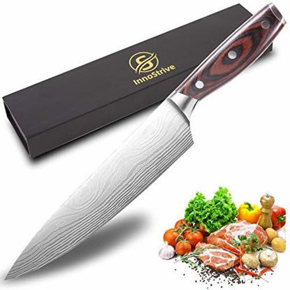 Picture of InnoStrive Chef Knife German High Carbon Stainless Steel Kitchen Knife Ultra Sharp Chef Knife 8 Inch For Home Kitchen & Restaurant