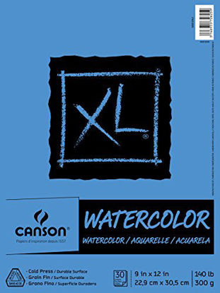 Picture of Canson (100510941) XL Series Watercolor Pad, 9" x 12", Fold-Over Cover, 30 Sheets