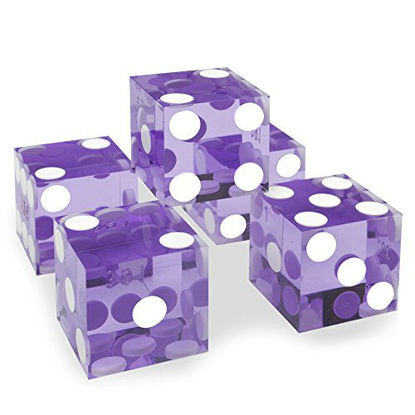 Picture of Brybelly Set of 5 Grade AAA 19mm Casino Dice with Razor Edges and Matching Serial Numbers (Violet)